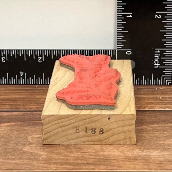 E188 OUTLINES RUBBER STAMP Handcrafted Evergreen Branch BOTANICAL NATURE - Picture 5 of 5